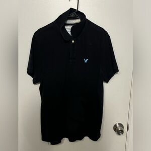 American Eagle Outfitters Black Polo with Blue Logo